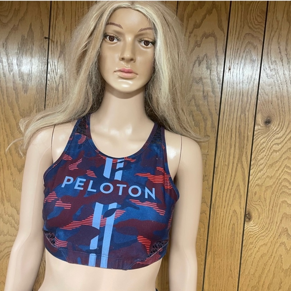 Pelotón" WITH Maroon Red blue Camo Sport Bra Size M Good Condition